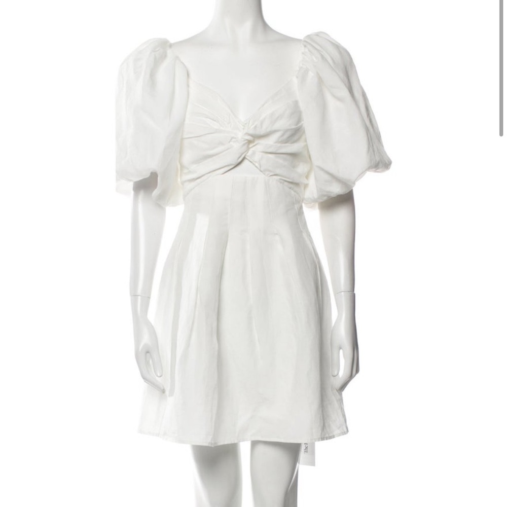 Astr White Mini Dress with Puff Sleeves
